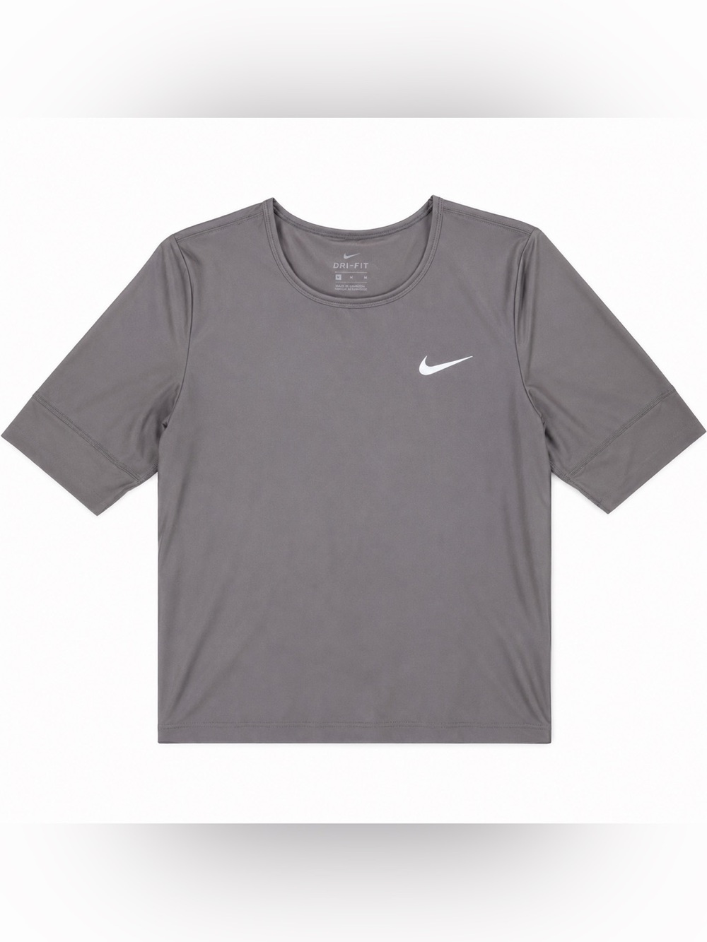 Nike Short-Sleeve Dri-FIT Tee in Gray with White Swoosh